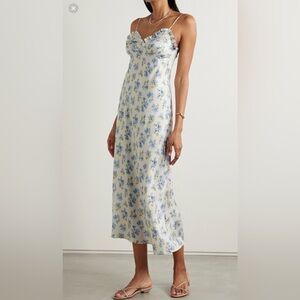 DOEN Floral Maxi Dress in Cream and Blue